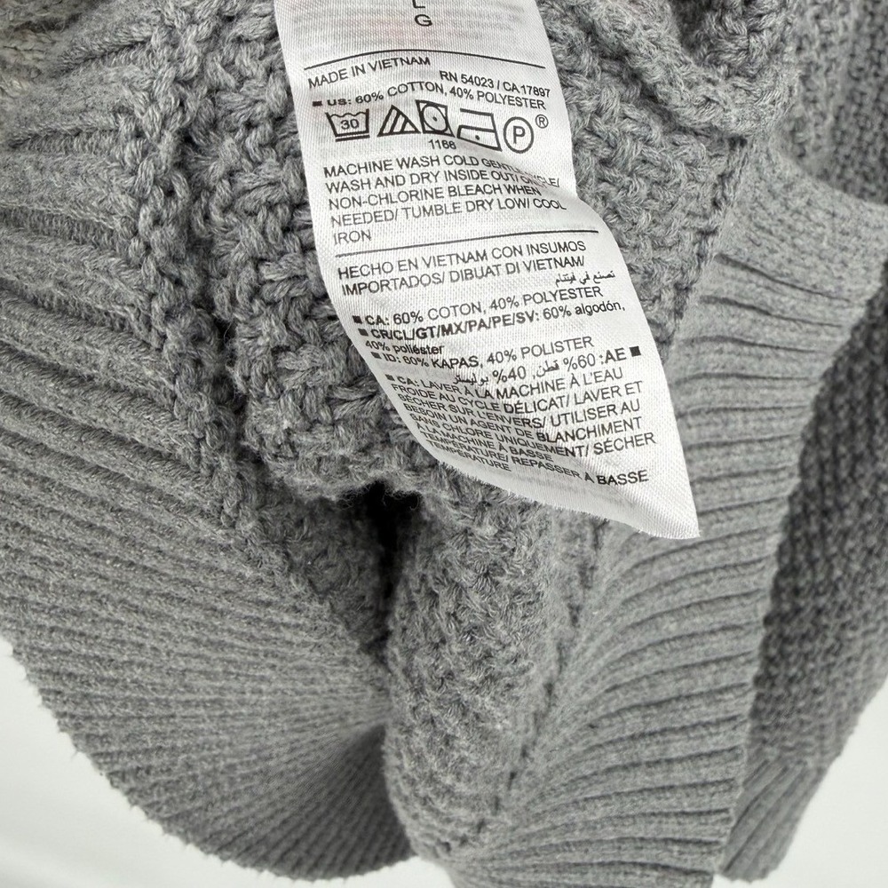 Old Navy Womens Size Large Crew Neck Fisherman Sweater Long Sleeve Knit Gray - Picture 7 of 8